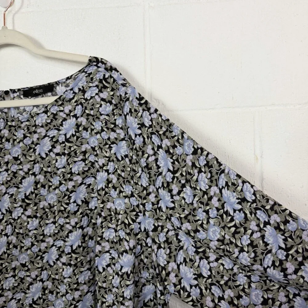 Ellos NWT Women's Top Blue Floral Drapey Office Work Romantic Fairy Plus Size 26 - Picture 5 of 15